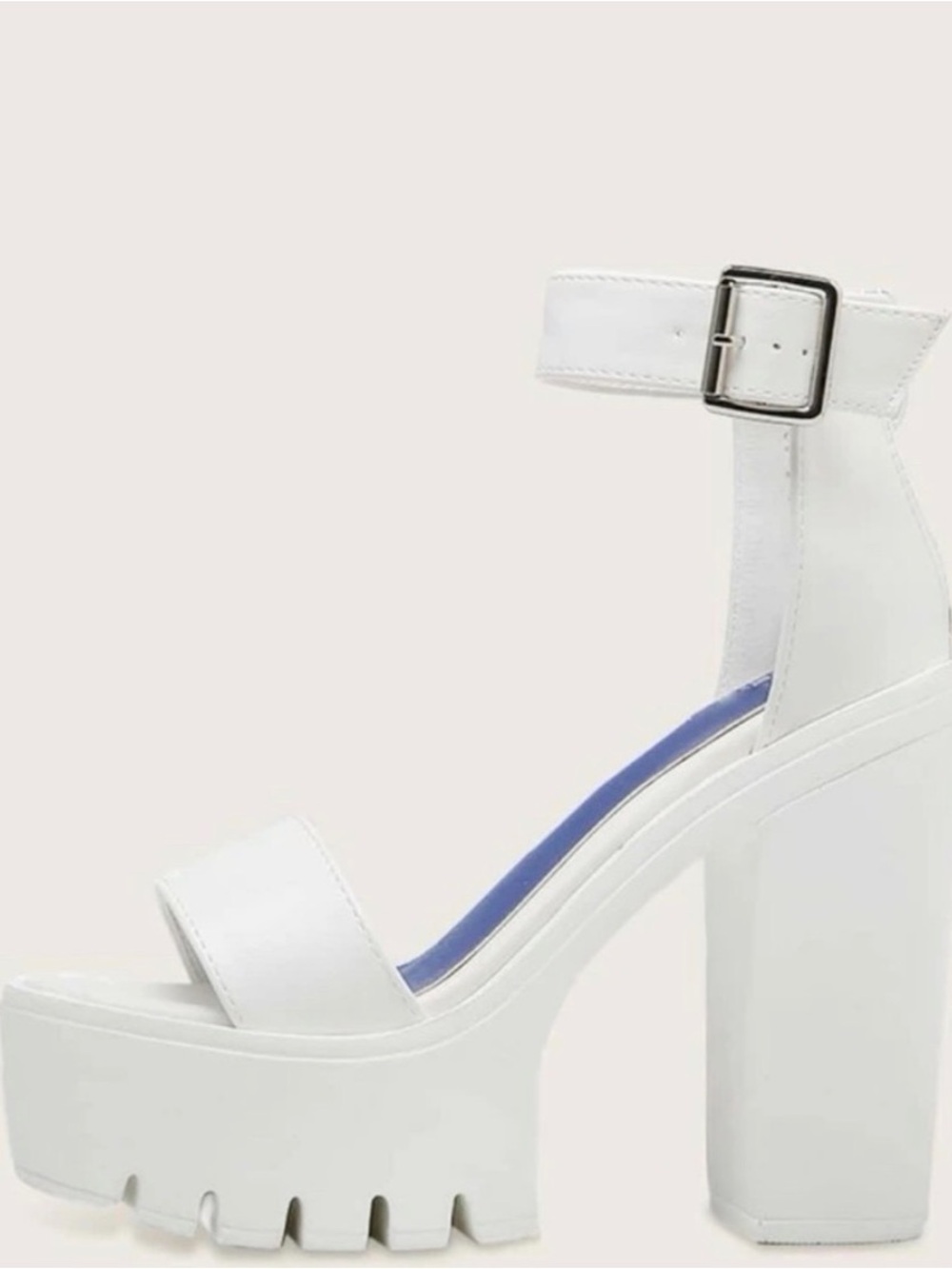 Gdgydh White Platform Ankle-Strap Chunky Heel Sandals - Women